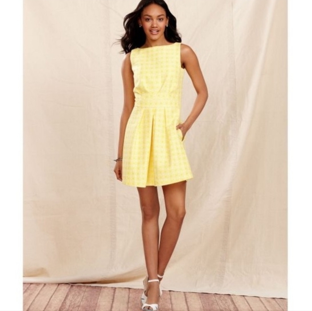 Tommy Hilfiger Yellow Brocade Geoprint Texture Pocket Dress